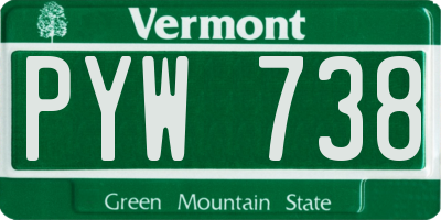 VT license plate PYW738