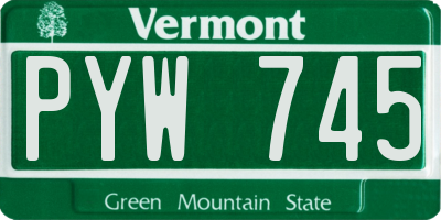 VT license plate PYW745