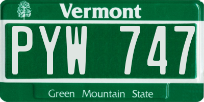 VT license plate PYW747