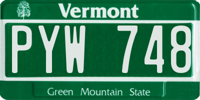 VT license plate PYW748