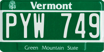 VT license plate PYW749