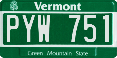 VT license plate PYW751