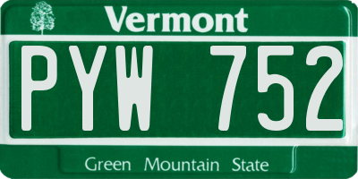 VT license plate PYW752