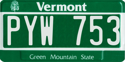 VT license plate PYW753