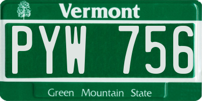 VT license plate PYW756