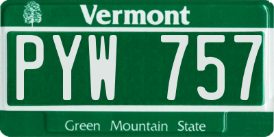 VT license plate PYW757