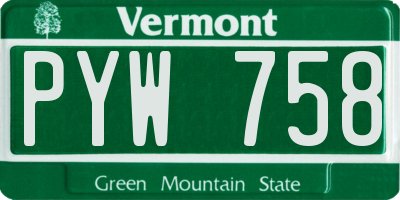 VT license plate PYW758