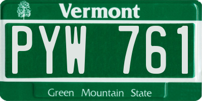 VT license plate PYW761