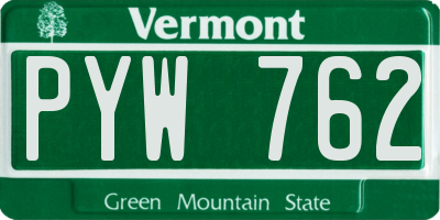 VT license plate PYW762