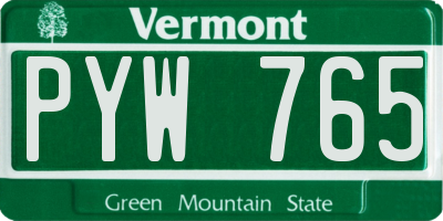 VT license plate PYW765