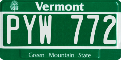 VT license plate PYW772