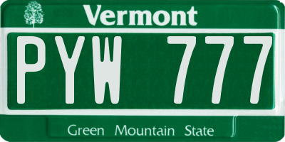VT license plate PYW777