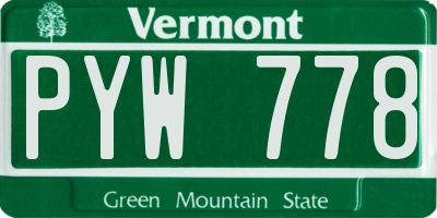 VT license plate PYW778
