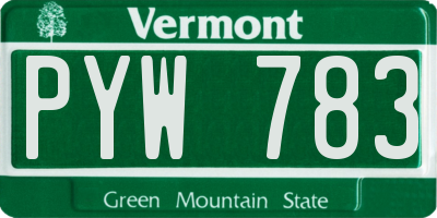 VT license plate PYW783