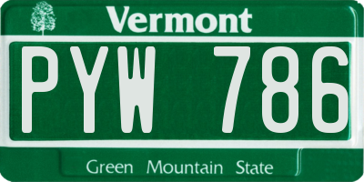 VT license plate PYW786