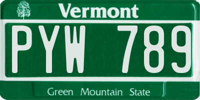 VT license plate PYW789