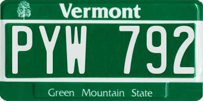 VT license plate PYW792