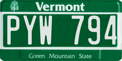 VT license plate PYW794