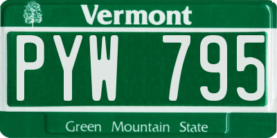 VT license plate PYW795