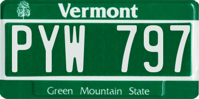 VT license plate PYW797