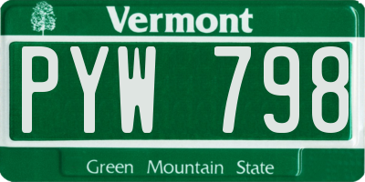 VT license plate PYW798