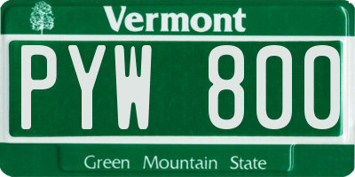 VT license plate PYW800