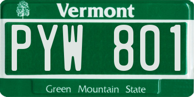 VT license plate PYW801