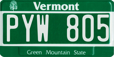 VT license plate PYW805