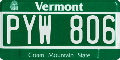VT license plate PYW806
