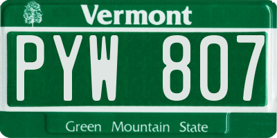 VT license plate PYW807