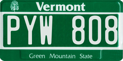 VT license plate PYW808