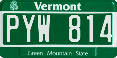 VT license plate PYW814