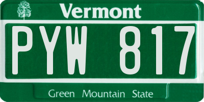 VT license plate PYW817