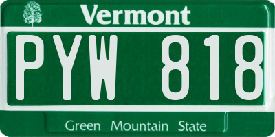 VT license plate PYW818