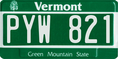 VT license plate PYW821