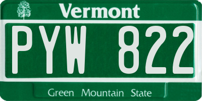 VT license plate PYW822