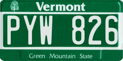 VT license plate PYW826