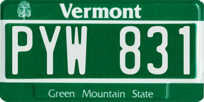 VT license plate PYW831