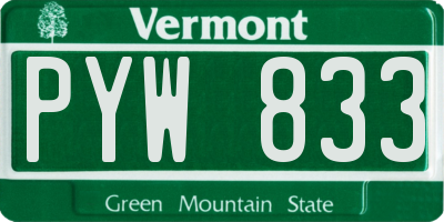 VT license plate PYW833