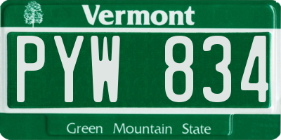 VT license plate PYW834