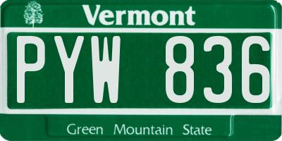 VT license plate PYW836