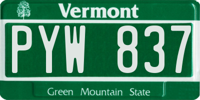 VT license plate PYW837