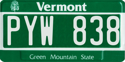 VT license plate PYW838