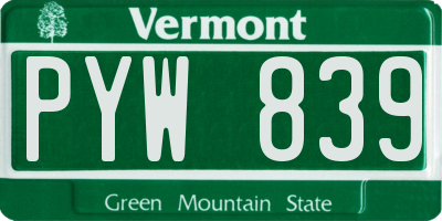 VT license plate PYW839