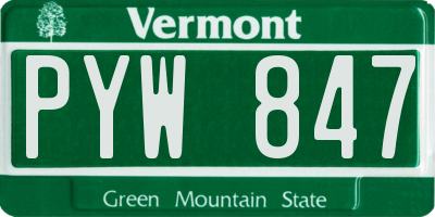 VT license plate PYW847
