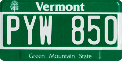 VT license plate PYW850