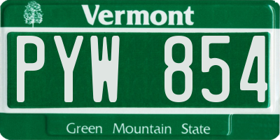 VT license plate PYW854