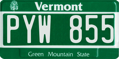 VT license plate PYW855