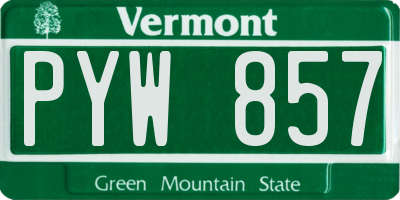 VT license plate PYW857