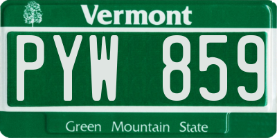 VT license plate PYW859